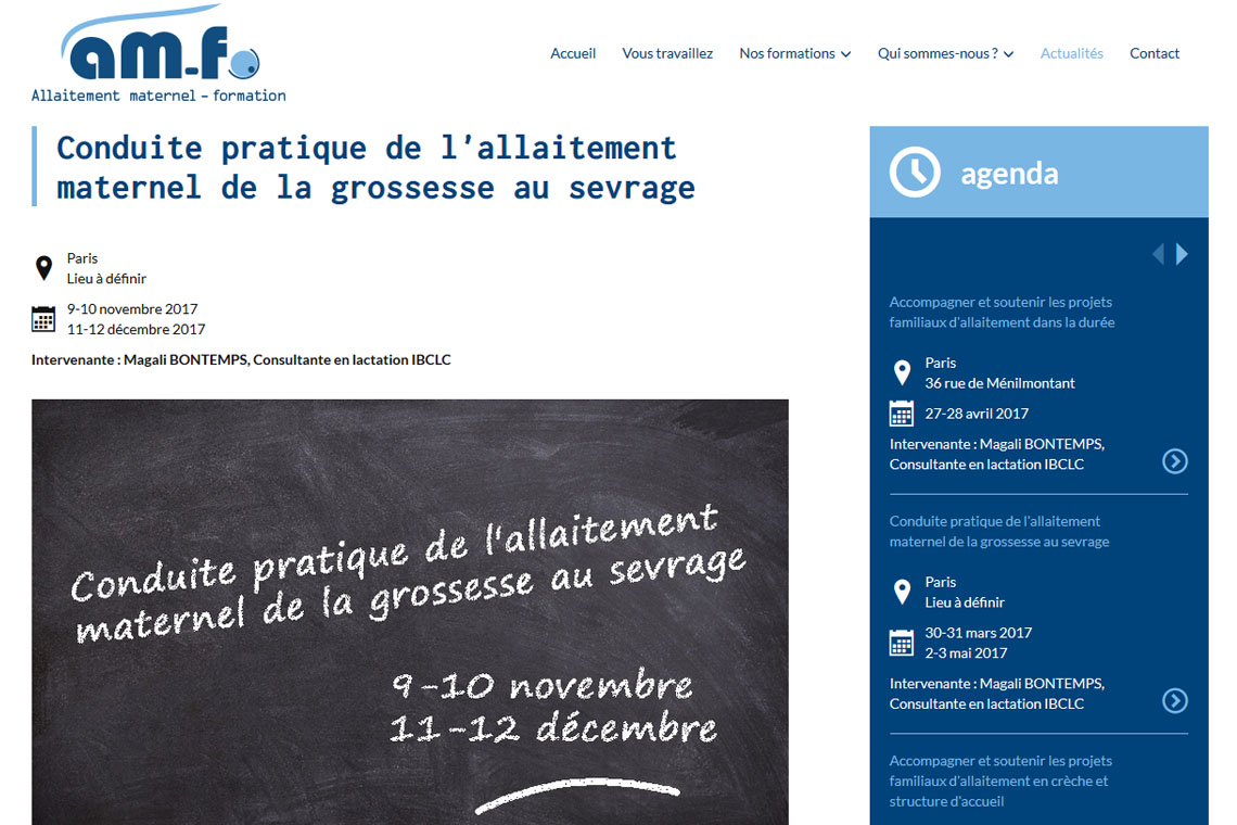 Page évènement du site web