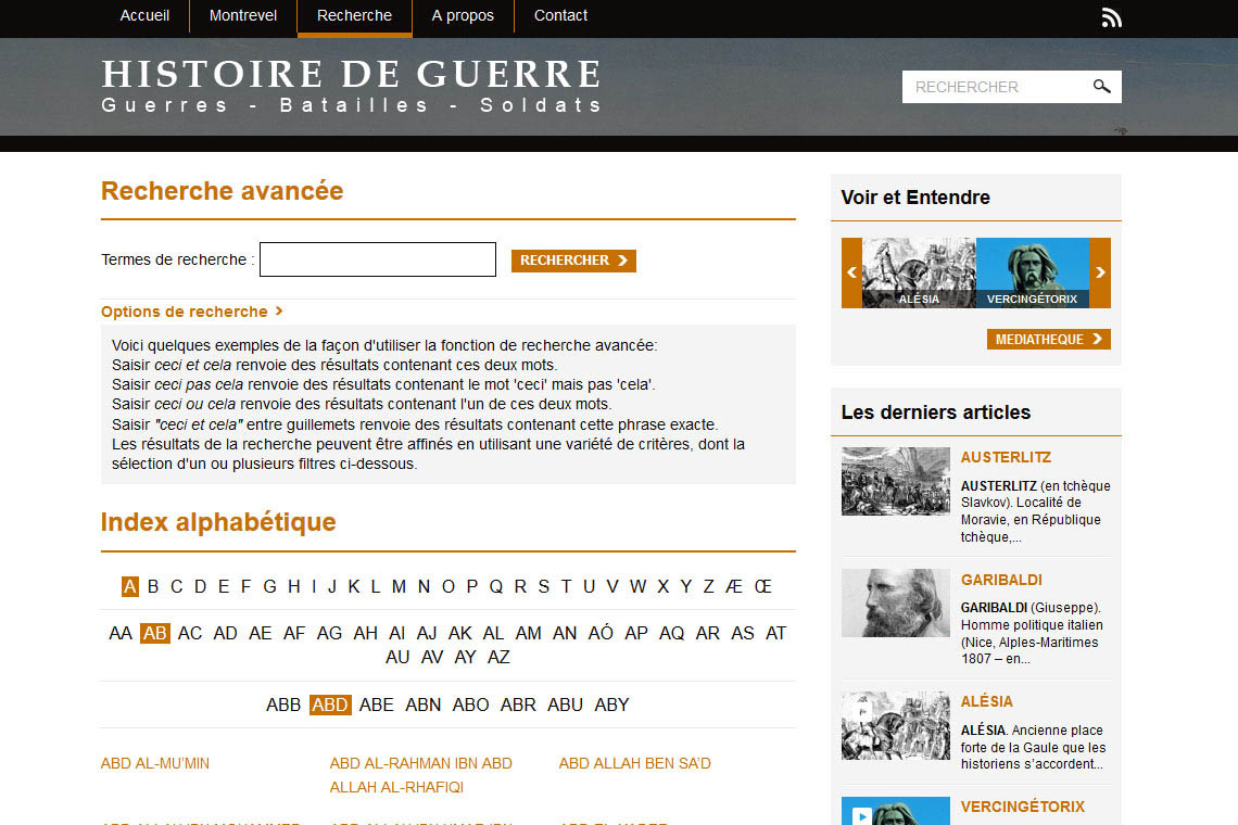 Recherche sur le site web